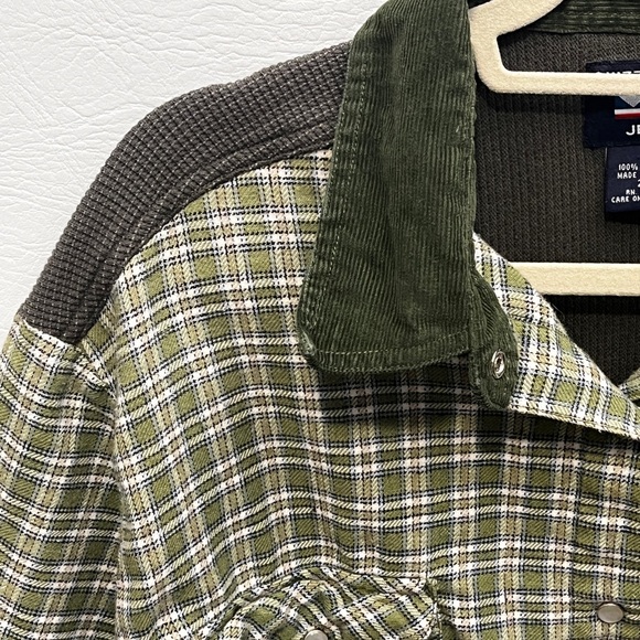 Quizz Green Plaid Button-Up Shirt Jacket 100% cotton size 20 - Picture 3 of 9